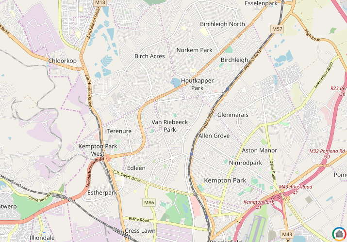 Map location of Van Riebeeck Park